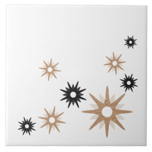 Carreau Starburst moderne du milieu du siècle   Noir et ro