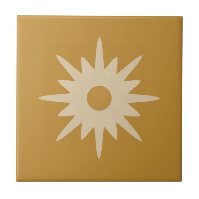 Carreau Starburst moderne du milieu du siècle | Or ocre (Devant)