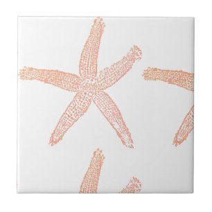 Carreau Starfish Beach Coral Orange Saumon rose blanc cade