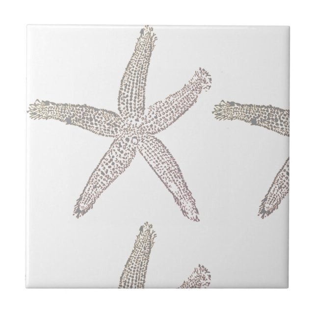 Carreau Starfish Beach Gris Gris Blanc Beige Cadeau Favori (Devant)