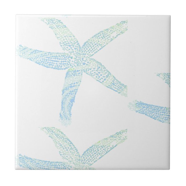 Carreau Starfish Coastal Beach Turquoise Bleu Blanc Aqua C (Devant)