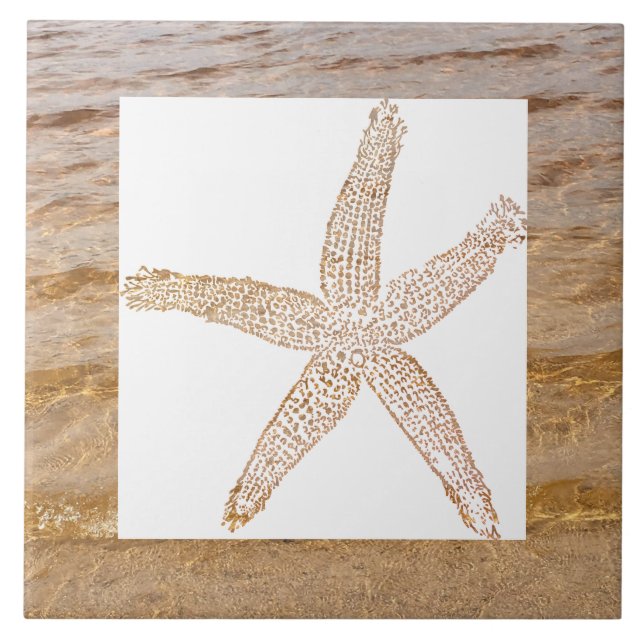 Carreau Starfish Coastal Sandy Beach Water Home Décor Cade (Devant)