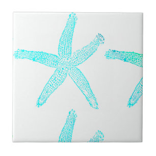 Carreau Starfish Motifs Plage Turquoise Bleu Blanc Nautiqu