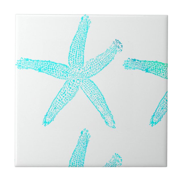 Carreau Starfish Motifs Plage Turquoise Bleu Blanc Nautiqu (Devant)