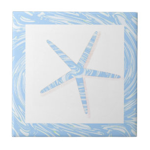 Carreau Starfish Plage Côtière Bleu Blanc Décor Nautique