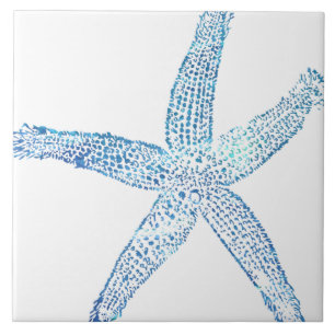 Carreau Starfish Plage Côtière Bue Blanc Grand Décor Cadea
