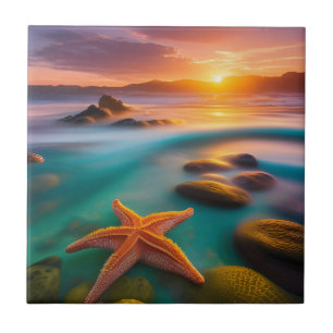 Carreau Starfish sur la plage à Dawn