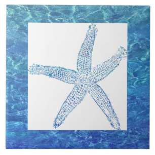 Carreau Starfish Water Plage Côtière Bue Blanc Décor Cadea