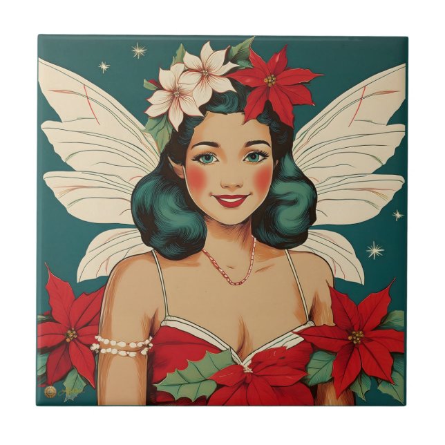 Carreau Starlet Retro les années 50 Tropical Christmas Pin (Devant)
