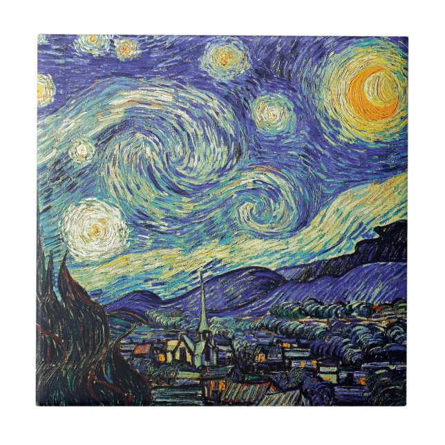 Carreau Starry Night Van Gogh Peinture post-impressionnist (Devant)