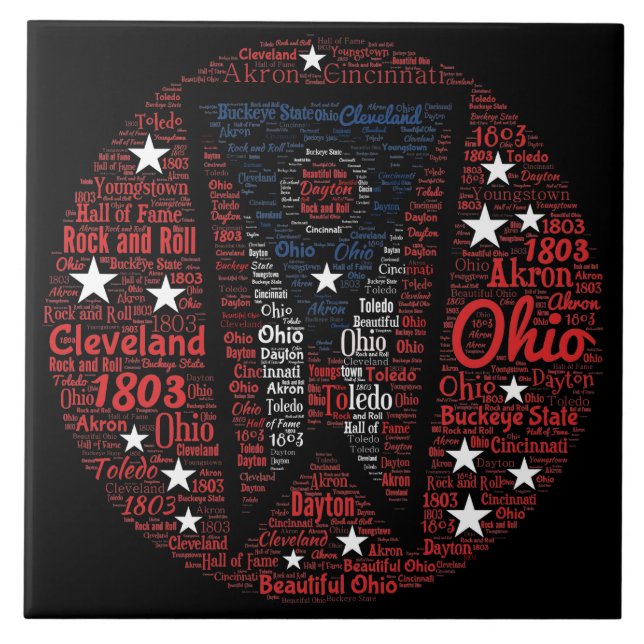 Carreau State of Ohio Word Art (6"X6") Carrelage photo en  (Devant)