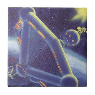 Carreau Station spatiale en orbite de science-fiction vint