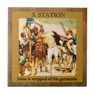 Carreau Stations de la Croix n° 10 de 15 Jésus est dépouil