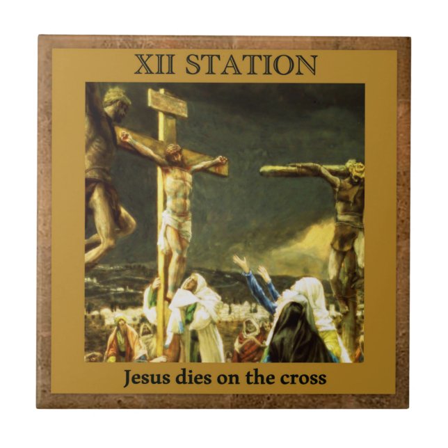 Carreau Stations de la Croix n° 12 de 15 Jésus meurt (Devant)