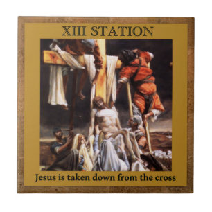 Carreau Stations de la Croix n° 13 du 15 Jésus descendues