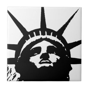 Carreau Statue d'Art Pop Noir & Blanc de la Liberté