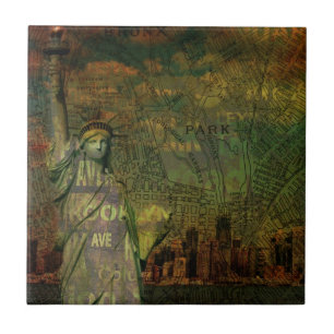 Carreau Statue de carte de New York d'Américain de la