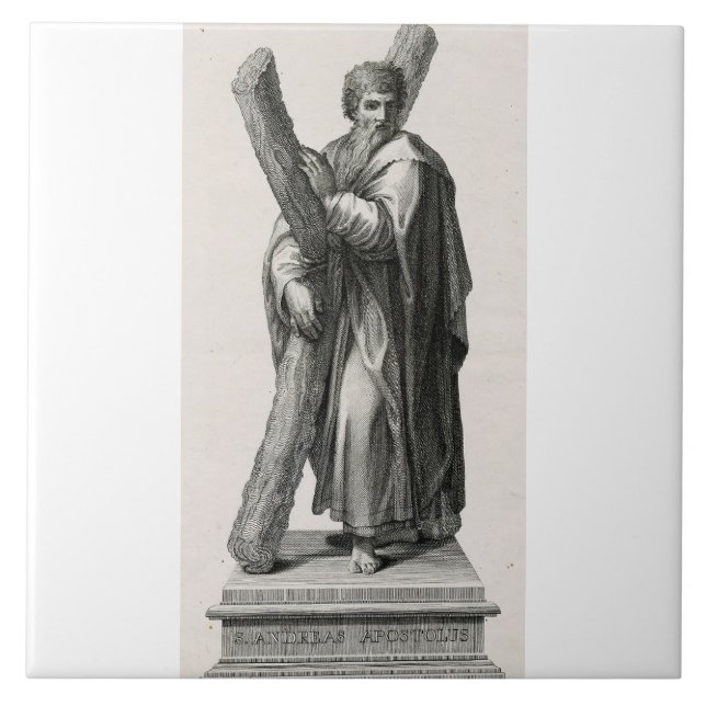 Carreau Statue de Saint André Apôtre avec croix (Devant)