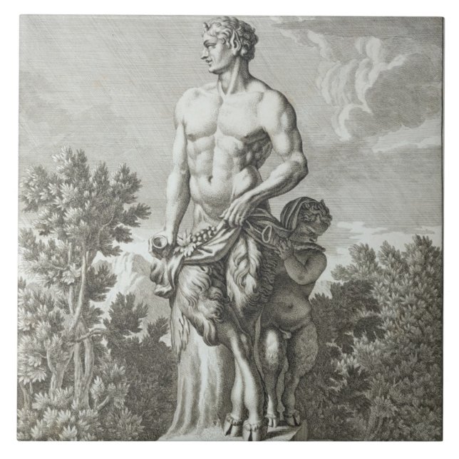 Carreau Statue d'un satyre à Versailles, 1675, de 'Vues (Devant)