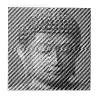 Statue Face Bouddha Noir Et Blanc Formée Par Ligne