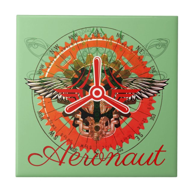 Carreau Steampunk Aeronaut, mécanique céleste (Devant)