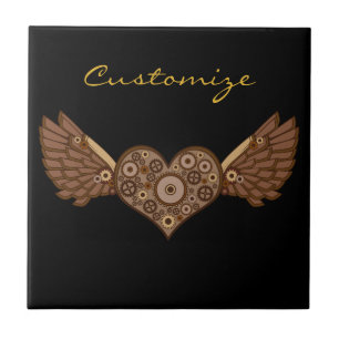 Carreau Steampunk Coeur ailé avec engrenages Thunder_Cove