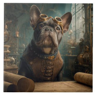 Carreau Steampunk Frenchie (Édition 2) - 15 cm x 15 cm