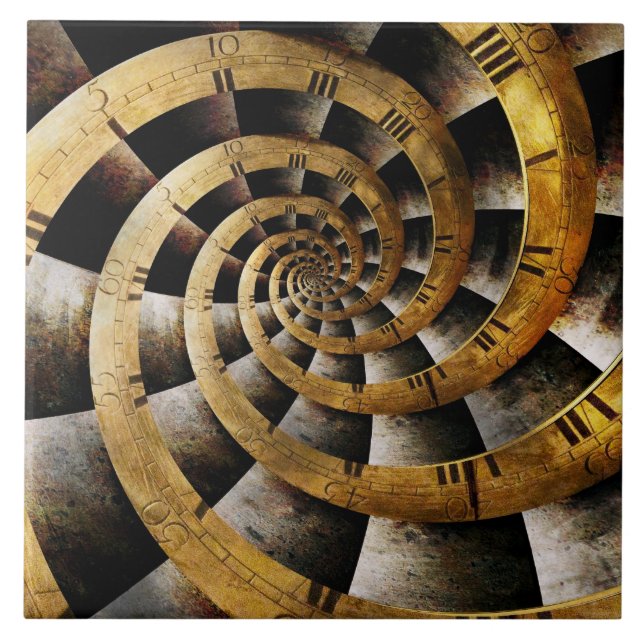 Carreau Steampunk - horloge - l'écoulement du temps (Devant)