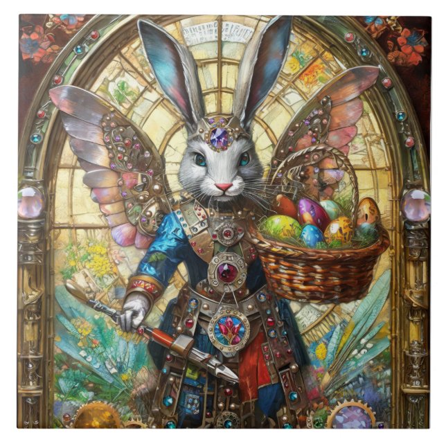 Carreau Steampunk Lapin de Pâques Guerrier Angel (Devant)