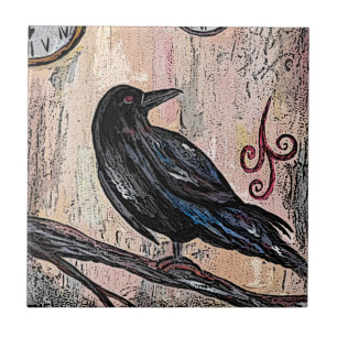 Carreau Steampunk Raven et horloges
