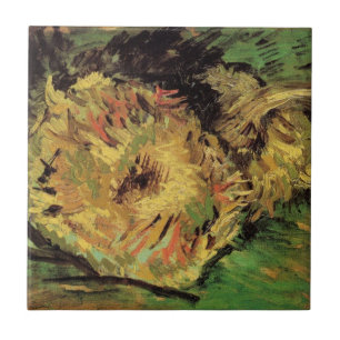 Carreau Still Life Two Cut Sunflowers par Vincent van Gogh