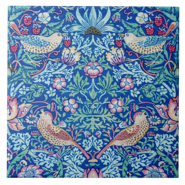 Carreau Strawberry Thief Blue, William Morris (Devant)