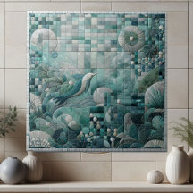 Stunning Underwater Aquamarine Crystal Blue Mosaic