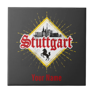 Carreau Stuttgart City Allemagne Rétro Skyline Vintage