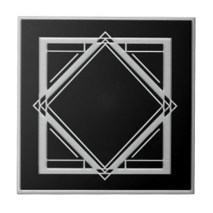 Carreau Style Art déco Abstrait Carrelage noir et argenté