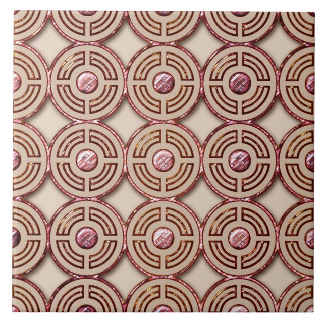 Carreau Style Art Déco (rose et or) Céramique (Devant)