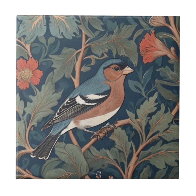 Carreau Style Chaffinch William Morris Face droite à l'ois (Devant)