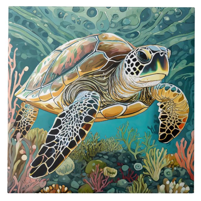 Carreau Style comique Bold Sea Turtle (Devant)