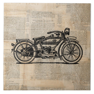 Carreau Style de texte du journal d'art de moto vintage