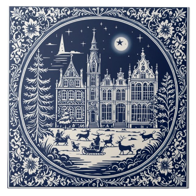 Carreau style Delft hiver/Noël 3 (Devant)