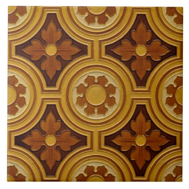 Carreau Style gothique victorien ancien Majolica Tile Repr (Devant)