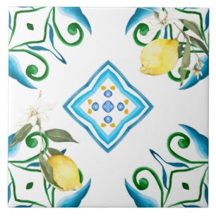 Carreau style italien, carreaux, majolica, citron, impress