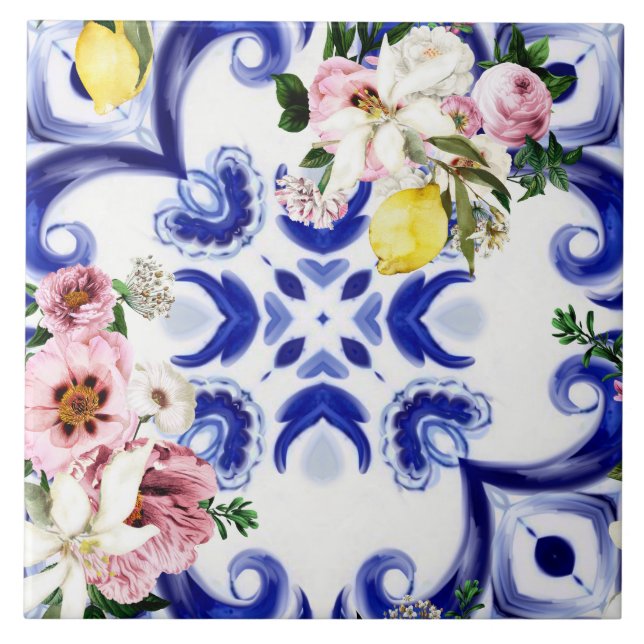 Carreau Style italien, carreaux, majolica, citron tout-des (Devant)