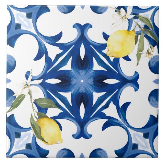 Carreau style italien, méditerranéen, majolica, citron, (Devant)