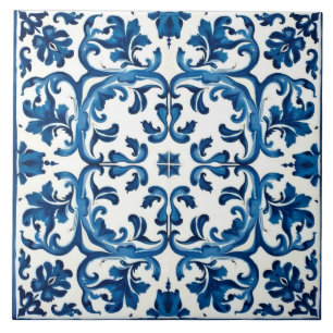 Carreau style italien, méditerranéen, mosaïque, bleu,