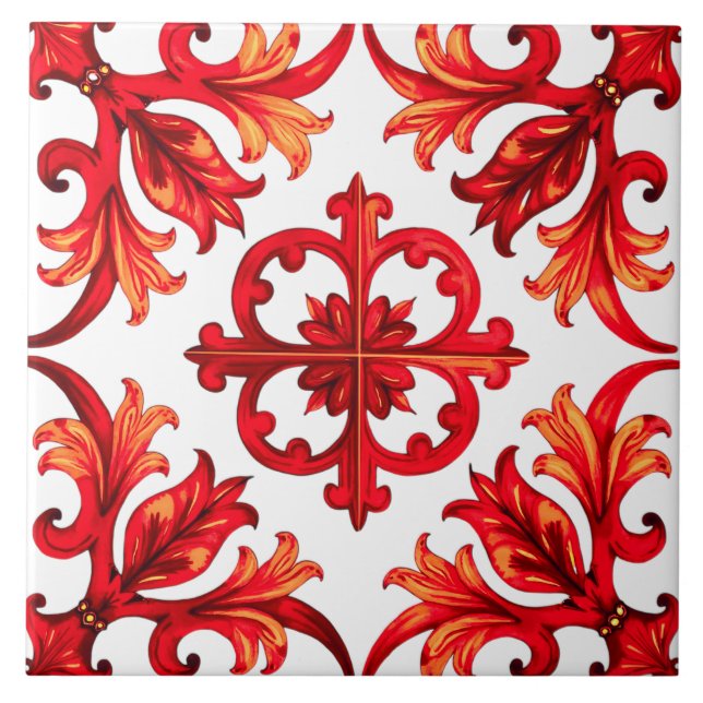 Carreau Style italien, mosaïque, rouge (Devant)