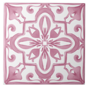 Carreau style italien, rose, carrelage méditerranéen,