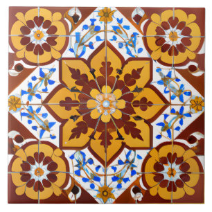 Carreau Style italien Simulé Mosaïque Rouge et or