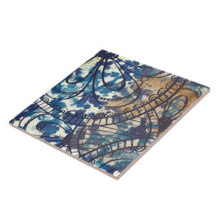 Carreau Style loft à motifs bleu brun