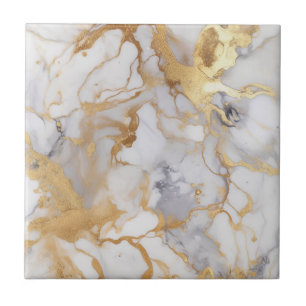 Carreau Style luxueux, marbre blanc et or